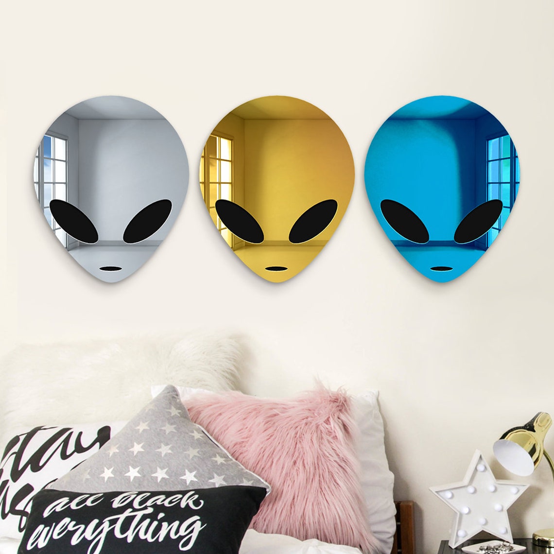 Acrylic Alien Wall Art Mirror, Extraterrestrial Room Theme Decor, Space ...