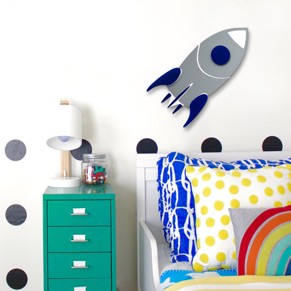 Rocket Wall Art Children's Bedroom Space Theme Spaceship Etsy