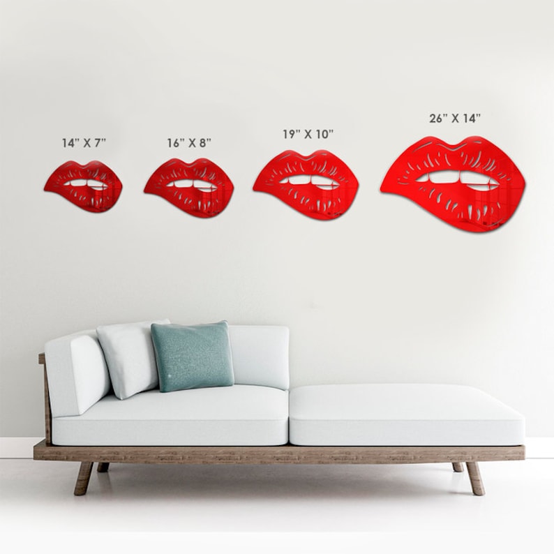 Set of 3 Mirrored Glamorous Lips Wall Art Mirror Lips Lip | Etsy