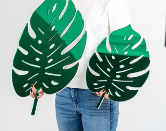Set of 2 Acrylic Monstera Deliciosa Leaves Wall Art Mirror, Acrylic Monstera Leaf Mirror, Plant Lover Wall Decor, Monstera Plant Home Decor