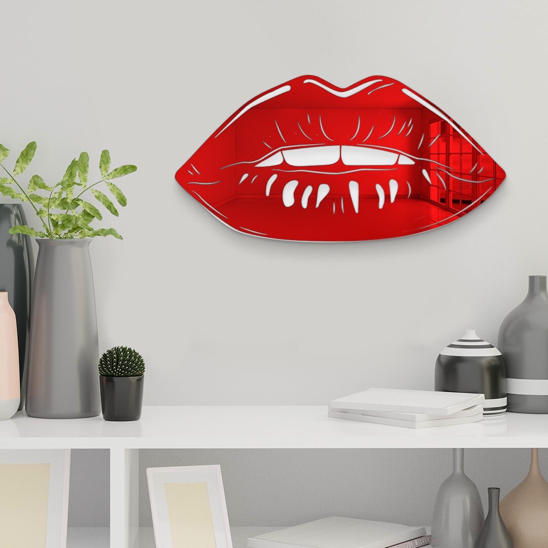 Mirrored Lips Wall Art, Acrylic Lips, Mirror Lips, Lips Decor Home