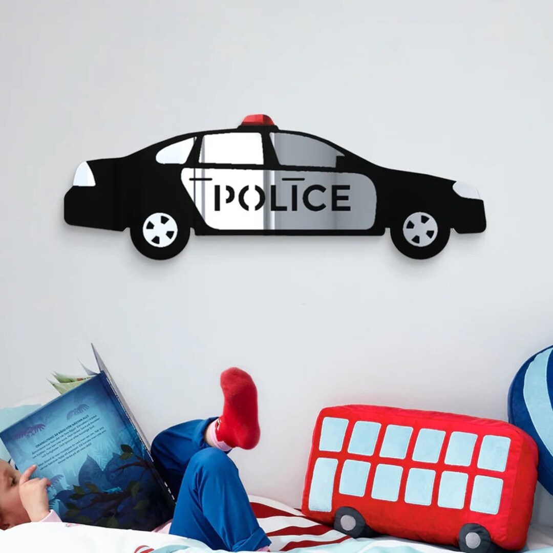Police Patrol Car Acrylic Wall Art, Police Car-theme Wall Decor, Police ...