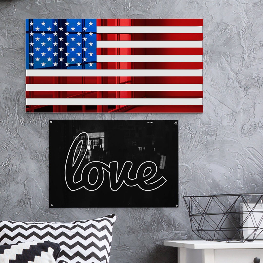 Acrylic American Flag Wall Mirror Decor USA Flag Wall Decor Etsy