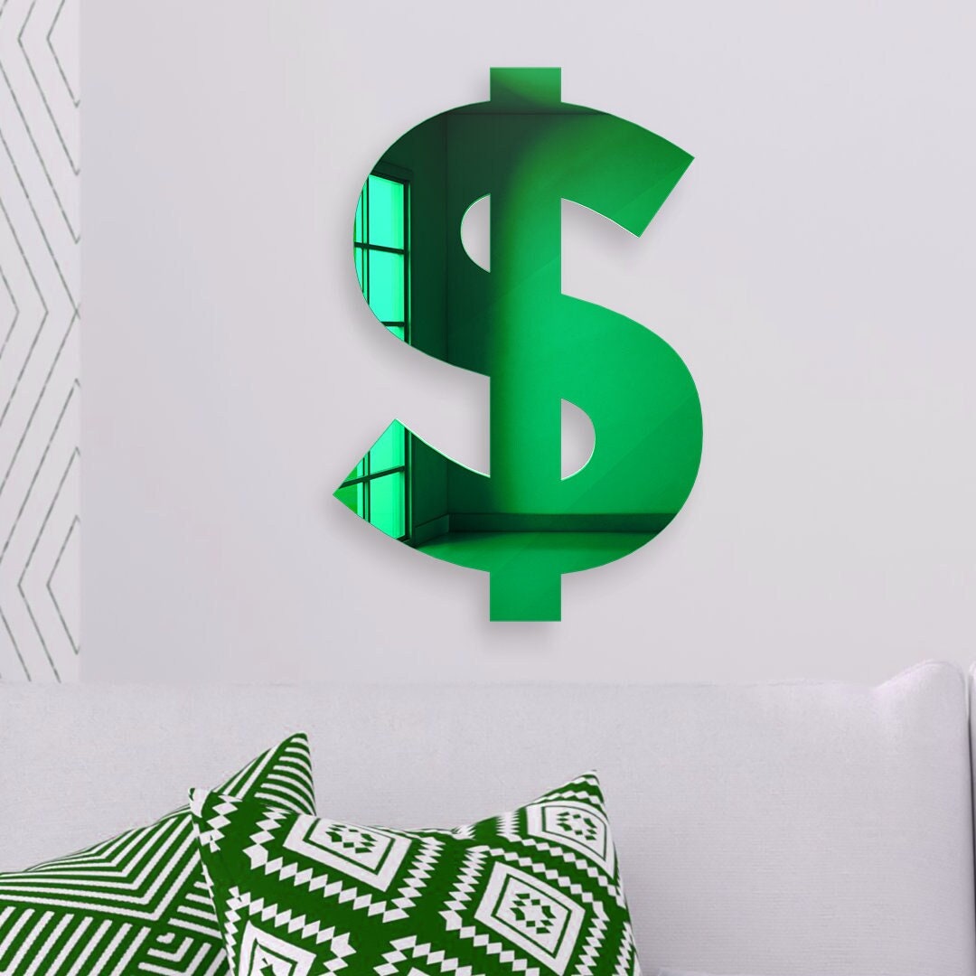 US Dollar Sign Mirror Wall Art Money Wall Art Cool Mirror Etsy