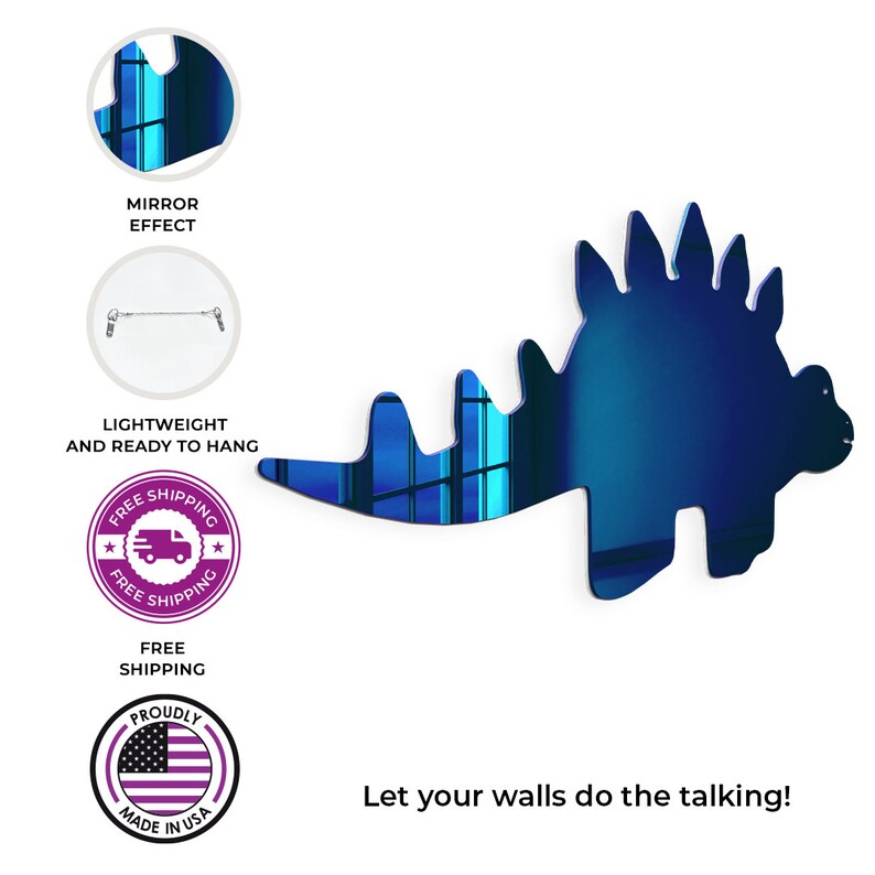 Acrylic 3 Set Dinosaurs Wall Art Mirror Dinosaur Theme Room Etsy