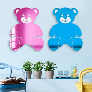 Acrylic Teddy Bear Wall Art Mirror, Baby Bear Theme Room Decor, Teddy ...