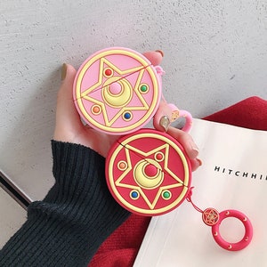 Sailor Moon AirPods Case | Cute Moon Prism Power Red/Pink | Gen 1, Gen 2 & Pro | | Soft Silicone Kawaii Cute Anime | Aesthetic Korean Kpop