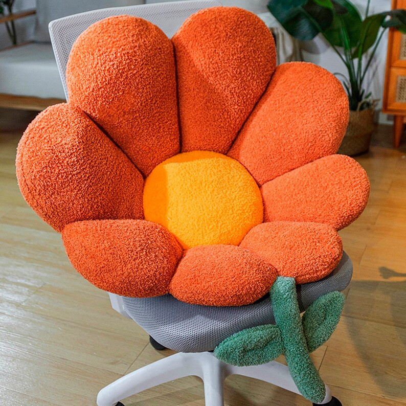 Daisy Flower Pillow Chair Lumbar Back Cushion Cute Plush Etsy