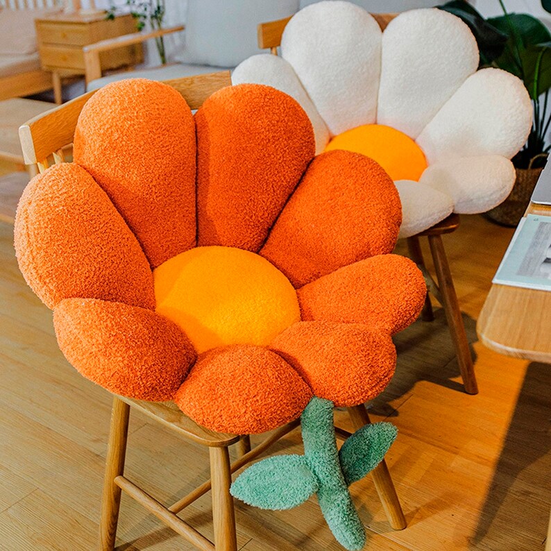 Daisy Flower Pillow Chair Lumbar Back Cushion Cute Plush Etsy