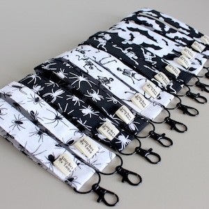 Handmade Halloween Spooky Wristlet Keychain: Spooky Goth Fabric Key Fob