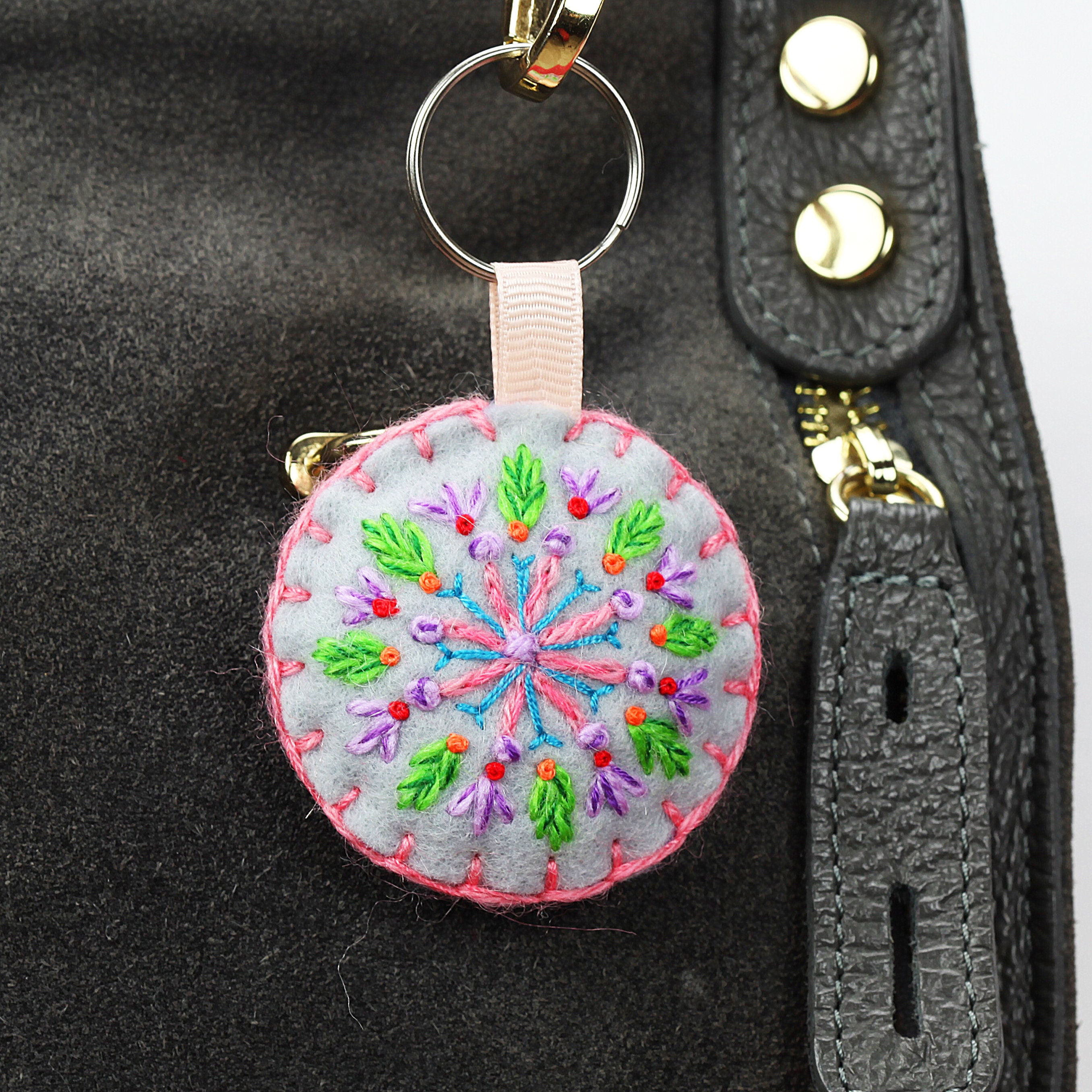 Embroidery multicolor keychain / Embroidery keyring / Handmade Etsy