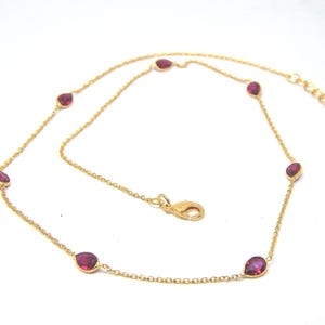 Dainty Ruby Choker Necklace: July Birthstone, Gold Plated