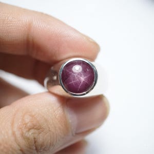 Naturlig stjärnrubinring | Rosa ädelstensring | Present till henne.