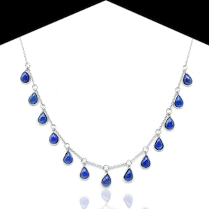 Dainty Lapis Lazuli Choker: 925 Sterling Silver Gemstone Necklace