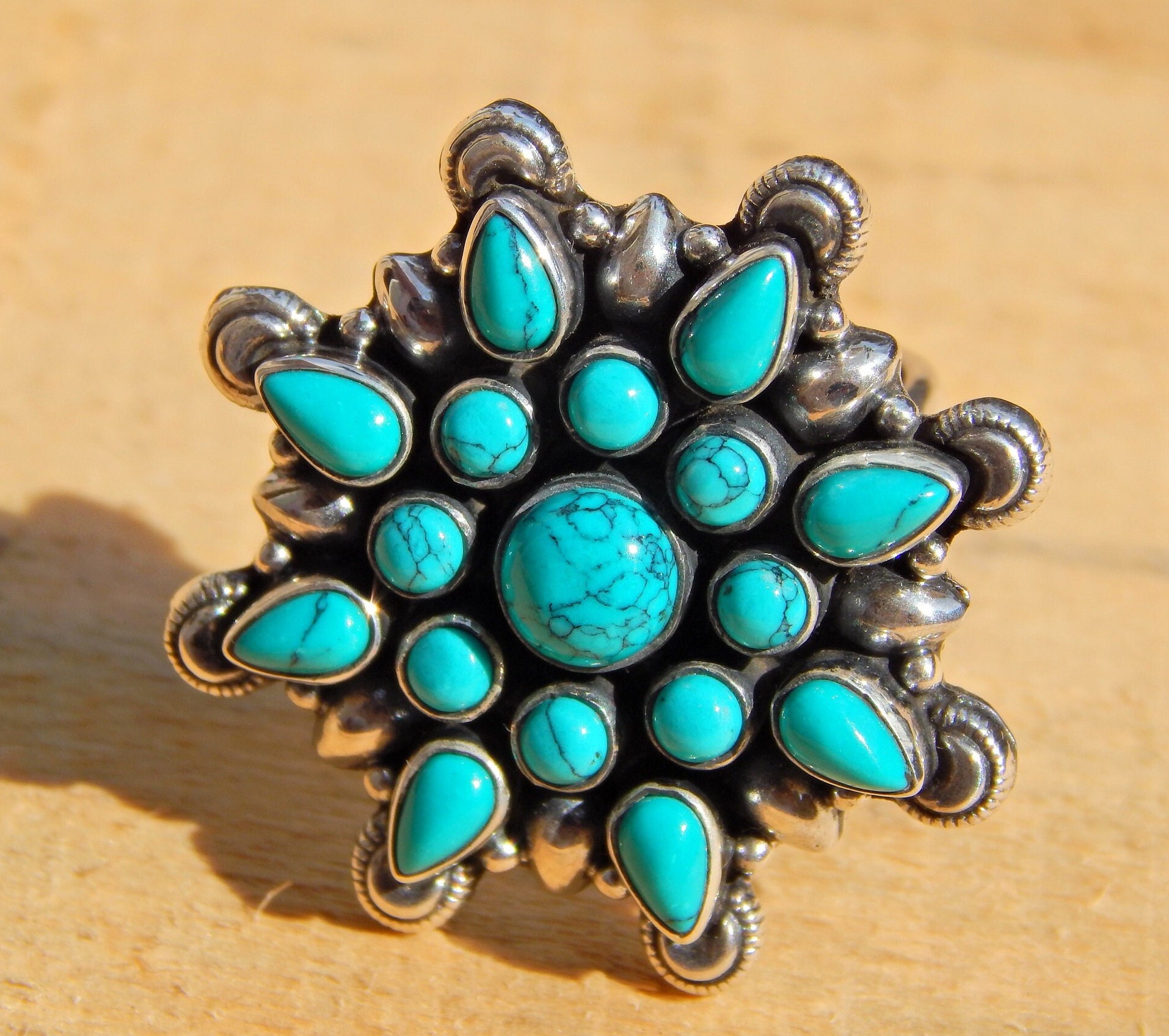希少✨vintage silver925 turquoise ring 指輪 Vintage Turquoise 925 Sterling Silver Ring: Handmade Gemstone