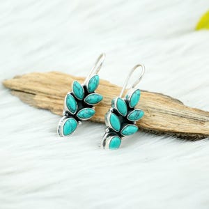 Natural Blue Turquoise Earring 925 Sterling Silver Earring Wedding Earring Handmade Earring Gemstone Turquoise Earring Gift for her