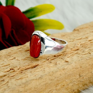 Natural Coral ring 925 Sterling Silver Ring Handmade With Sterling silver Vintage and oriental Ring gift for her Unisex Ring