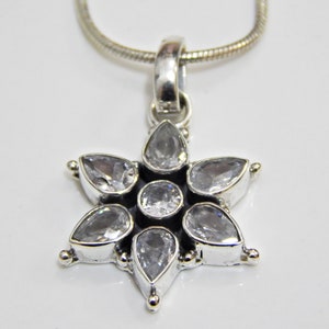 Cubic Zirconia Floral Pendant: 925 Sterling Silver CZ Wedding Jewelry