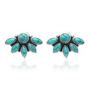 Natürliche Türkis Ohrringe Zierliche Ohrstecker 925 Sterling Silber Ohrstecker Geschenk für sie Statement Ohrstecker Jahrestag Geschenk Edelstein Ohrringe