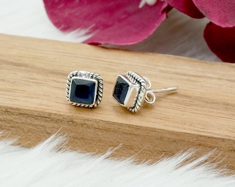 Pendientes de plata de ley con zafiro azul: pequeñas joyas hechas a mano