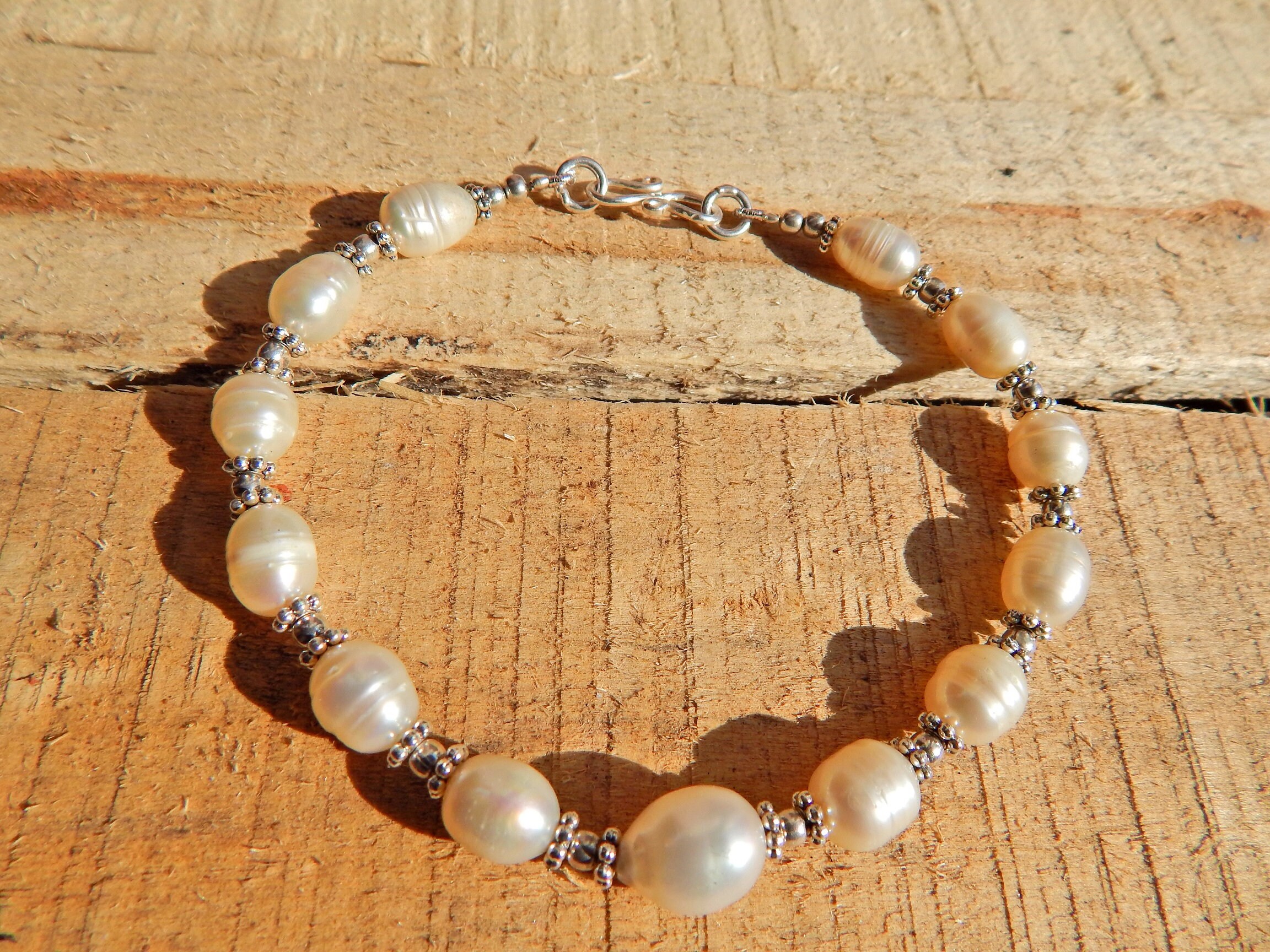 ULOVEIDO Bracciale Donna Argento 925 Con Perle D'Acqua Dolce Naturali E Pietra Portafortuna | Granato, Zaffiro, Peridoto