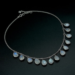 Moonstone Bezel Necklace !!! 925 Sterling Silver Jewelry With Gemstone  moonstone necklace  faceted  For Girls & Women Gift item