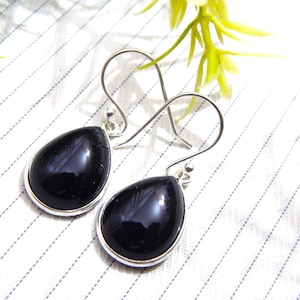 Black onyx 925 Sterling Silver Jewelry Earring With Gemstone Black Onyx, handmade earring, Dangle Earring, Drop Earring Girls & Women gift
