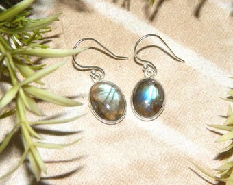 Labradorite Earrings: Dainty Sterling Silver Gemstone Jewelry