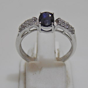 Natural Blue Sapphire, Zircon Ring in 925 Sterling Silver, Engagement Ring Gift Ring, Blue Sapphire Jewelry handmade ring gift for her