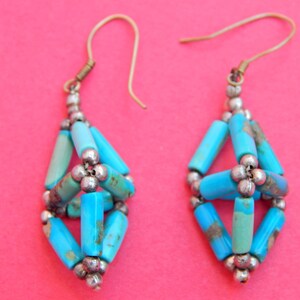 Natural Turquoise Earring ,925 Sterling Silver Jewelry earring with gemstone turquoise for Girls & women, handmade earring, beaded earring