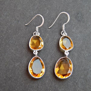 Oval cut Genuine Citrine Earring, 925 Sterling Silver Earring, Citrine jewelry, citrine gemstone, women earring, gift for her,