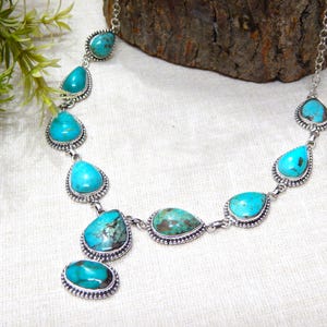 Turkoois ketting: 925 sterlingzilver, handgemaakte edelsteensieraden