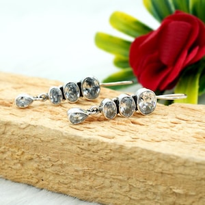 Zircon Earring 925 Sterling Silver Earring Natural Gemstone Earring Wedding Jewelry CZ Jewelry Gift For Her