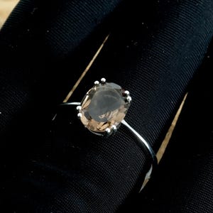 Smoky Quartz Ring in 925 Sterling Silver , Statement Ring , Engagement Ring , Dainty  Ring , Silver Ring , Smoky Ring , Quartz Silver Ring