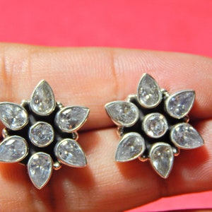 Zircon, Earring Stud ,925 Sterling Silver Earring Stud, Gift, Handmade Earring, Gemstone Zircon faceted Earring Stud