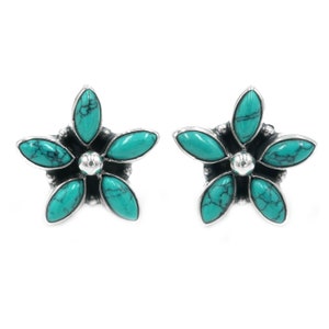 Turquoise Earring Stud !!! Silver Earring,925 Sterling Silver Jewelry earring with gemstone turquoise cabochon for Girls & women