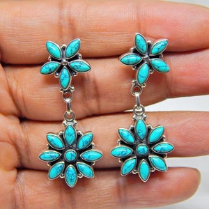 Turquoise Genuine Earring Stud, Turquoise Earring jewelry ,925 Sterling Silver Jewelry earring with gemstone turquoise for Girls & women