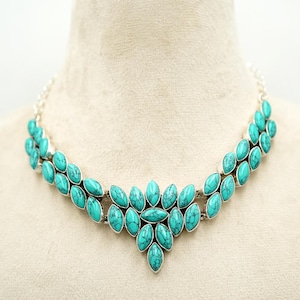 Turquoise necklace 925 Sterling silver jewelry Turquoise gemstone handmade necklace women necklace gift for her