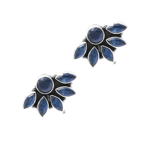 Natural Blue Sapphire Studs Dainty Earring Studs 925 Sterling Silver Studs Gift For Her Statement Studs Anniversary Gift Gemstone Earrings