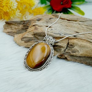 Natural Tiger&#39; Eye Pendant Necklace 925 Sterling Silver Jewelry With Gemstone Tiger&#39; eye necklace For Girls & Women Gift item