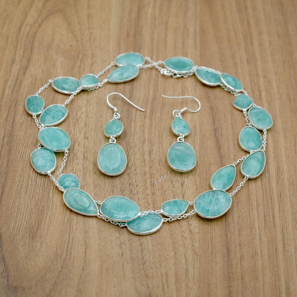 フラーレン ネックレス ピアスセット アマゾナイト フラーレン ネックレス ピアスセット アマゾナイト