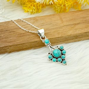 Turkoois ketting: handgemaakte sterlingzilveren 925 sieraden, 18 inch