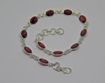 garnet Bracelets -925 Sterling Silver- Jewelry bracelet with gemstone garnet faceted Gift for her