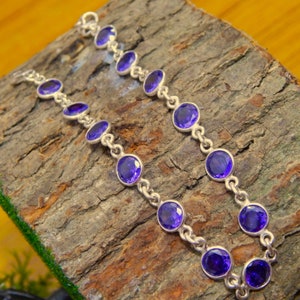 Amethyst Bracelet 925 Sterling Silver Bracelet Genuine Gemstone Bracelet Wedding Bracelet Purple Bracelet Gift For Her Dainty Bracelet