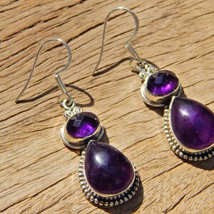 Natural Genuine Amethyst  Earring, 925 Silver Earring, Anniversary gift, Handmade Earring  Dangle Earring, gift for her