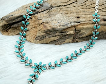 Turquoise necklace 925 Sterling silver jewelry Turquoise gemstone handmade necklace women necklace gift for her