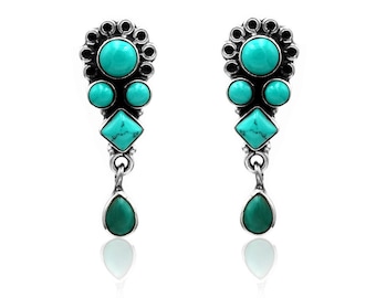 Handmade Turquoise Sterling Silver Dangle Earrings
