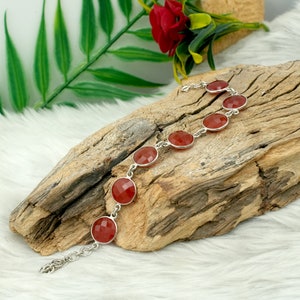 Red Carnelian 925 Sterling Silver Gemstone Adjustable
