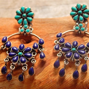 Lapis Lazuli, Turquoise Earring stud,  Silver Earring,925 Sterling Silver Jewelry earring with gemstone turquoise cabochon for Girls & women