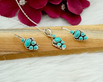 Turquoise Jewelry Set: 925 Sterling Silver Set